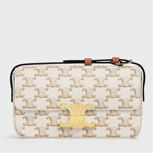 Brand New! Authenticated Celine Triomphe Claude Coated Canvas Shoulder Bag